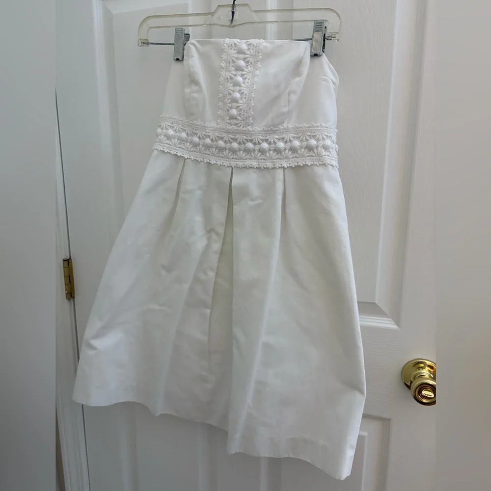 LILLY PULITZER Fit & Flare Dress Sz 2 White - Picture 2 of 9